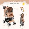 Folding Pet Stroller with Storage Basket and Adjustable Canopy