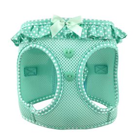 American River Choke Free Dog Harness (Color: Teal Polka Dot Ruffle, size: large)